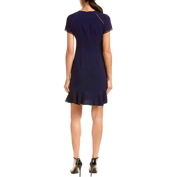 SHOSHANNA navy blue Lombard shift dress with black trim and a flounced hem 12 - Picture 4 of 7